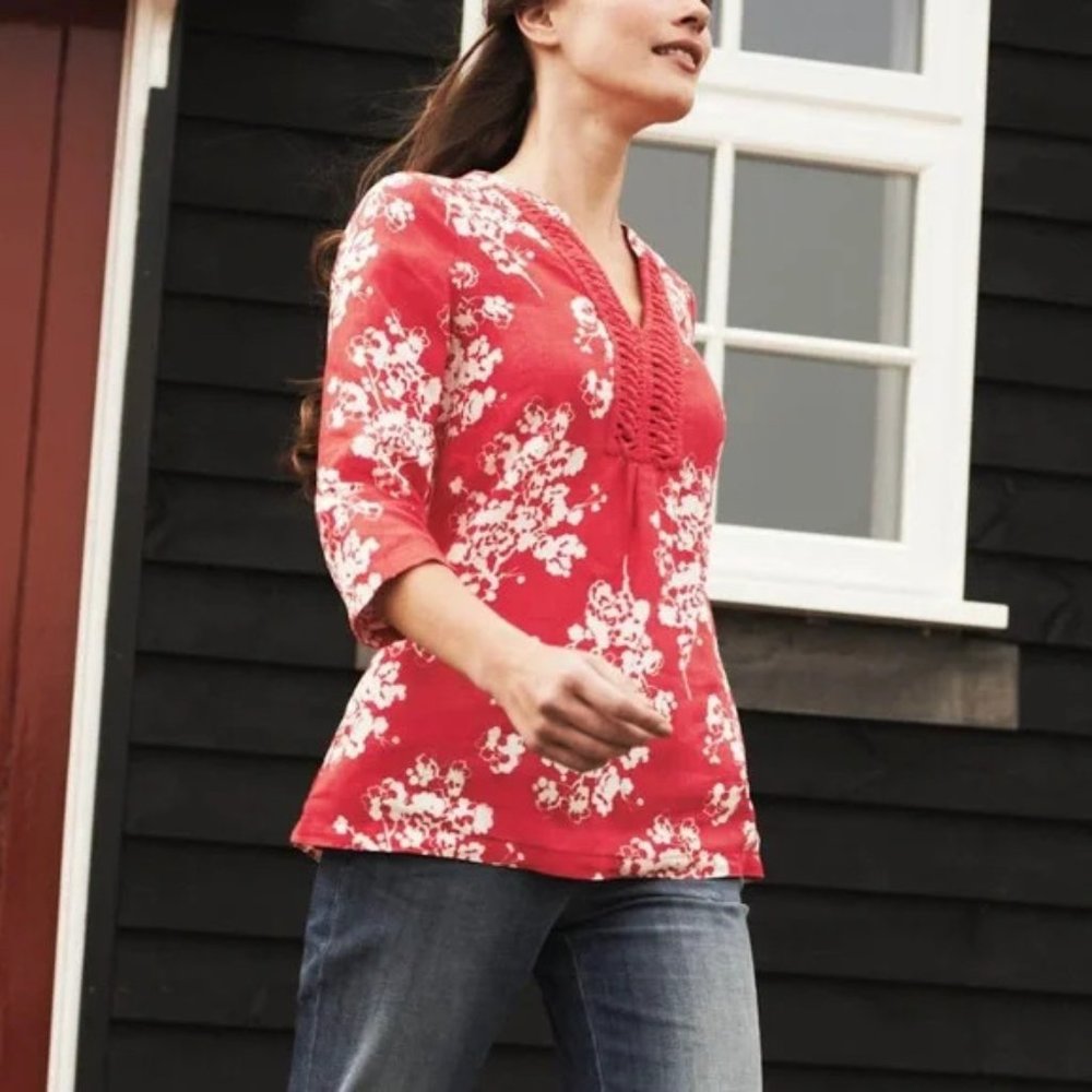 Boden Macrame Linen Top Size 4R